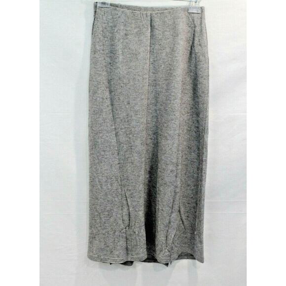 Zara Skirt Knit Midi Womens size M Gray Elastic Waist Double Front Slits Pull-on - Picture 3 of 8